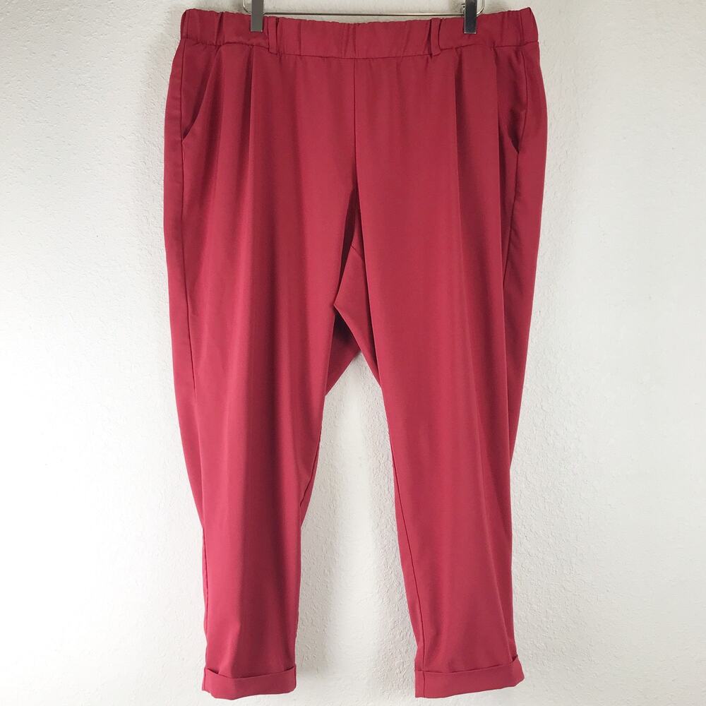 Torrid Pull-On High Rise Crepe Pant Tapered Leg Pockets Lightweight Dust Red 3X